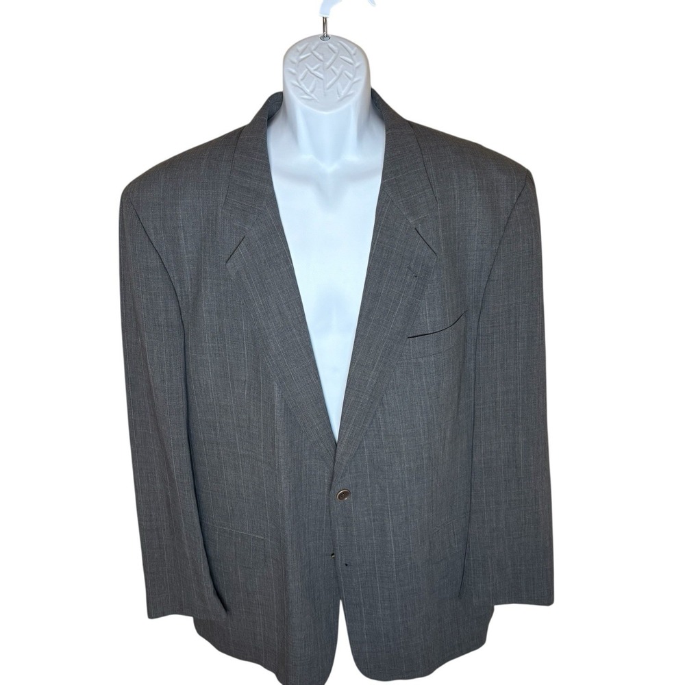 Hugo Boss Men's 44R Wool Corleone Suit Jacket Blazer Gray Pinstripe‎ Union Made